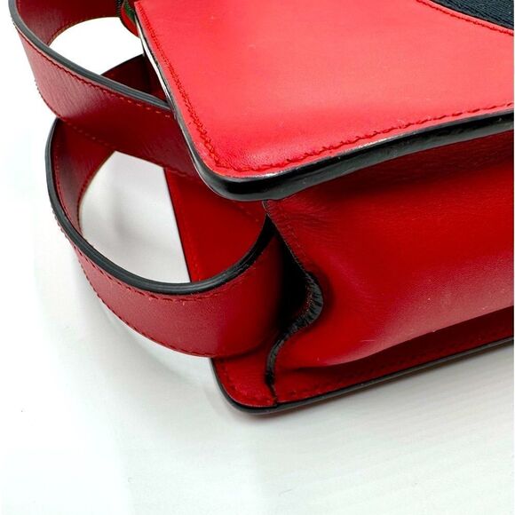 Auth Gucci Red Leather Sylvie Shoulder Bag Grosgrain Ribbon Ex+ Preloved Purse - Picture 8 of 16